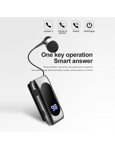 K55 Wireless Business BT5.2 Headset in-Ear Retractable Earphone Hands-free Sport Driver Earphone Telescopic Clip on Stereo Earbud With Mic