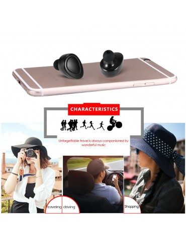 K2 True Wireless Bluetooth Headphone In-ear Stereo Bluetooth 4.1 Sport Headset Music Hands-free w/ Mic 450 mAh Emergency Power Bank for Running Gym Exercise Business