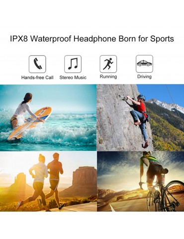 IPX8 Waterproof Bluetooth Headphones CSR Wireless Stereo Headset with Microphone Bass Sports Running Earphone