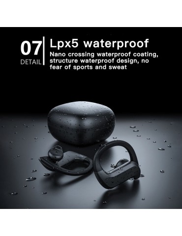 MD03 BT5.0 Wireless Headphones Ear Hook Touch Control IPX5 Waterproof Electric Quantity Display