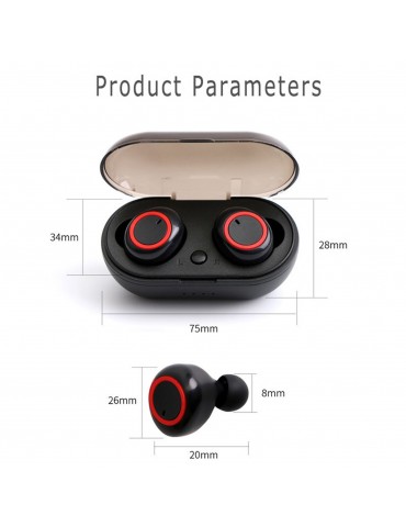 True Wirelessly Stereo BT Earphone Intelligent Noise Reduction High Clear Sound Quality Headset Waterproof Sweatproof Mini Sports Headphones with 450mAh Charging-Box