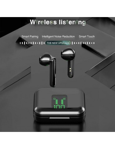 BT5.0 Wireless Headphone HiFi Sound Quality Wireless Earbuds with LED Display Screen Intelligent Touch Control Black