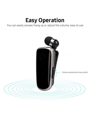 Portable Business BT Headphone Scalable Clip Type BT Noise Reduction Earphone with Incoming Call Vibration Function Blue