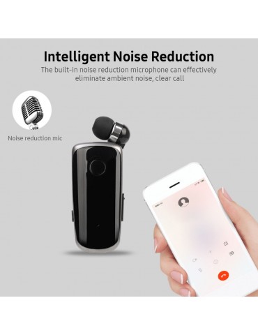 Portable Business BT Headphone Scalable Clip Type BT Noise Reduction Earphone with Incoming Call Vibration Function Blue