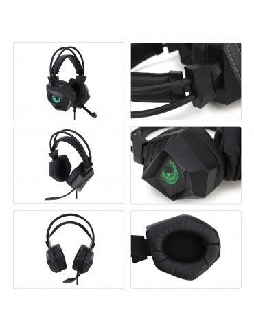 G15MV Wired Headset RGB Light On Ear Headphones with 3.5mm Audio Jack & with Mic Volume Control Over Ear Noise Cancelling Gamer Headphones Gaming Earphone for Cellphones Laptop Computer Games Tablet