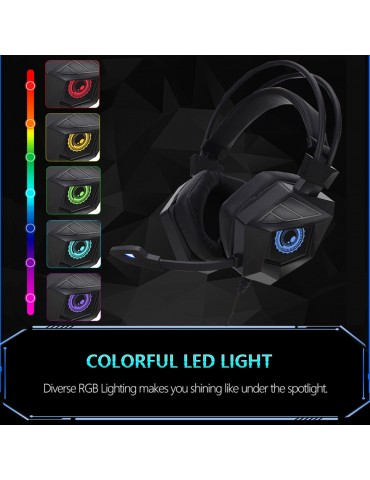 G15MV Wired Headset RGB Light On Ear Headphones with 3.5mm Audio Jack & with Mic Volume Control Over Ear Noise Cancelling Gamer Headphones Gaming Earphone for Cellphones Laptop Computer Games Tablet