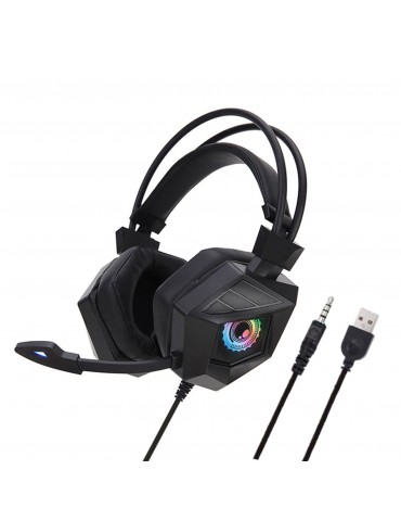 G15MV Wired Headset RGB Light On Ear Headphones with 3.5mm Audio Jack & with Mic Volume Control Over Ear Noise Cancelling Gamer Headphones Gaming Earphone for Cellphones Laptop Computer Games Tablet