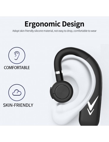 J6 Wireless BT Headphone Single Ear Business Music Earbud BT5.1 Chip Comfortable to Wear Long Endurance Time Black&Silver