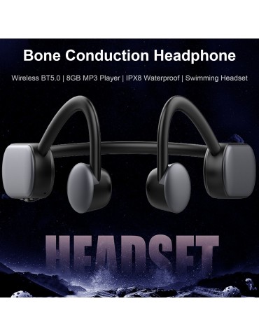 Q50 Bone Conduction Headphones 8GB MP3 Player IPX8 Waterproof Swimming Sports Headset Wireless BT5.0 Earphone Hands-free with Microphone