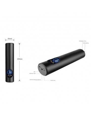 T068 Portable No-Wire Intelligent Inflator Pump Upgraded High Definition Large Screen Flashlight Inflator Pump