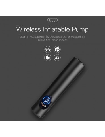 T068 Portable No-Wire Intelligent Inflator Pump Upgraded High Definition Large Screen Flashlight Inflator Pump